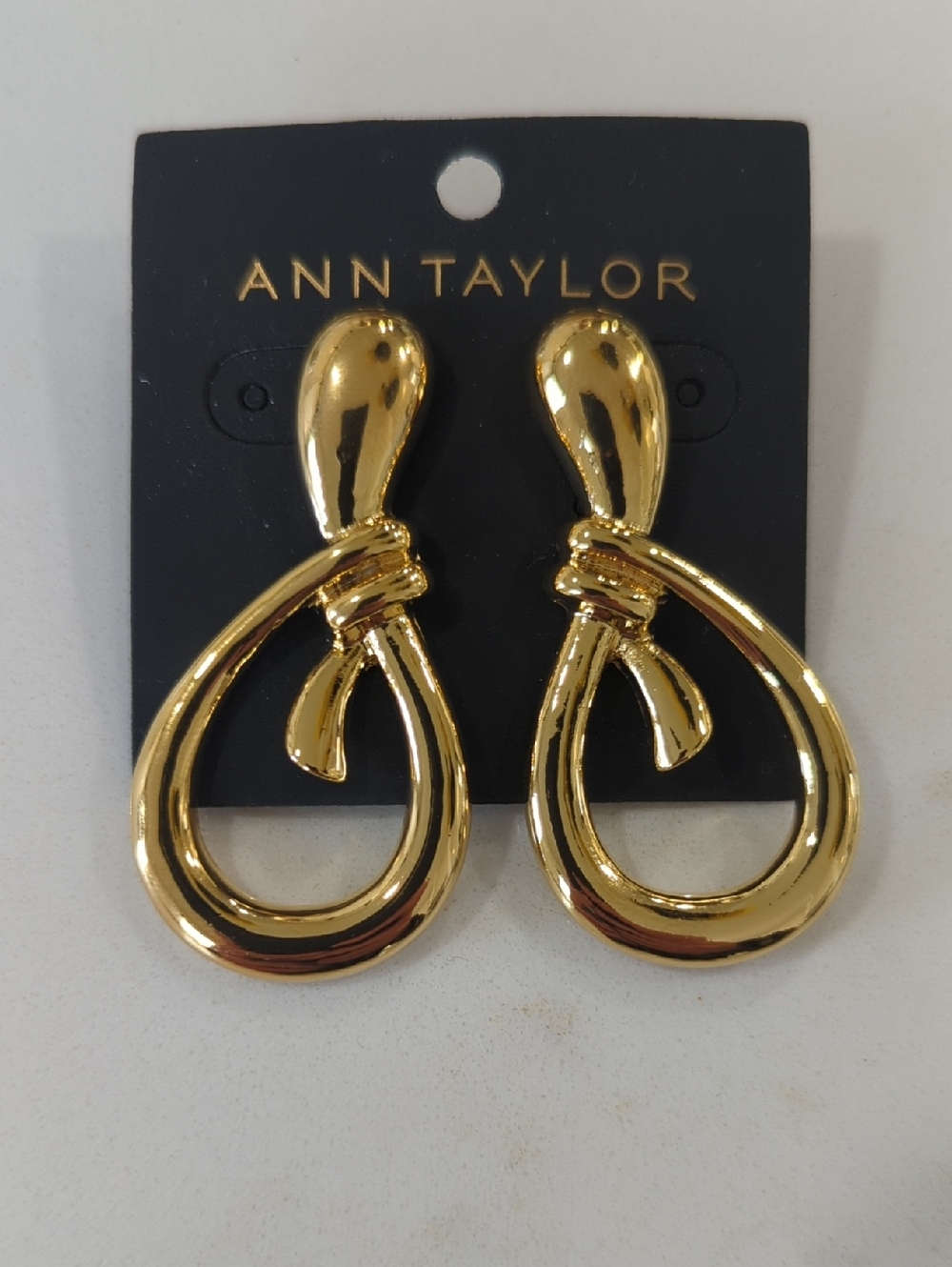 Ann Taylor Shiny Gold Knot Loop Drop Earrings